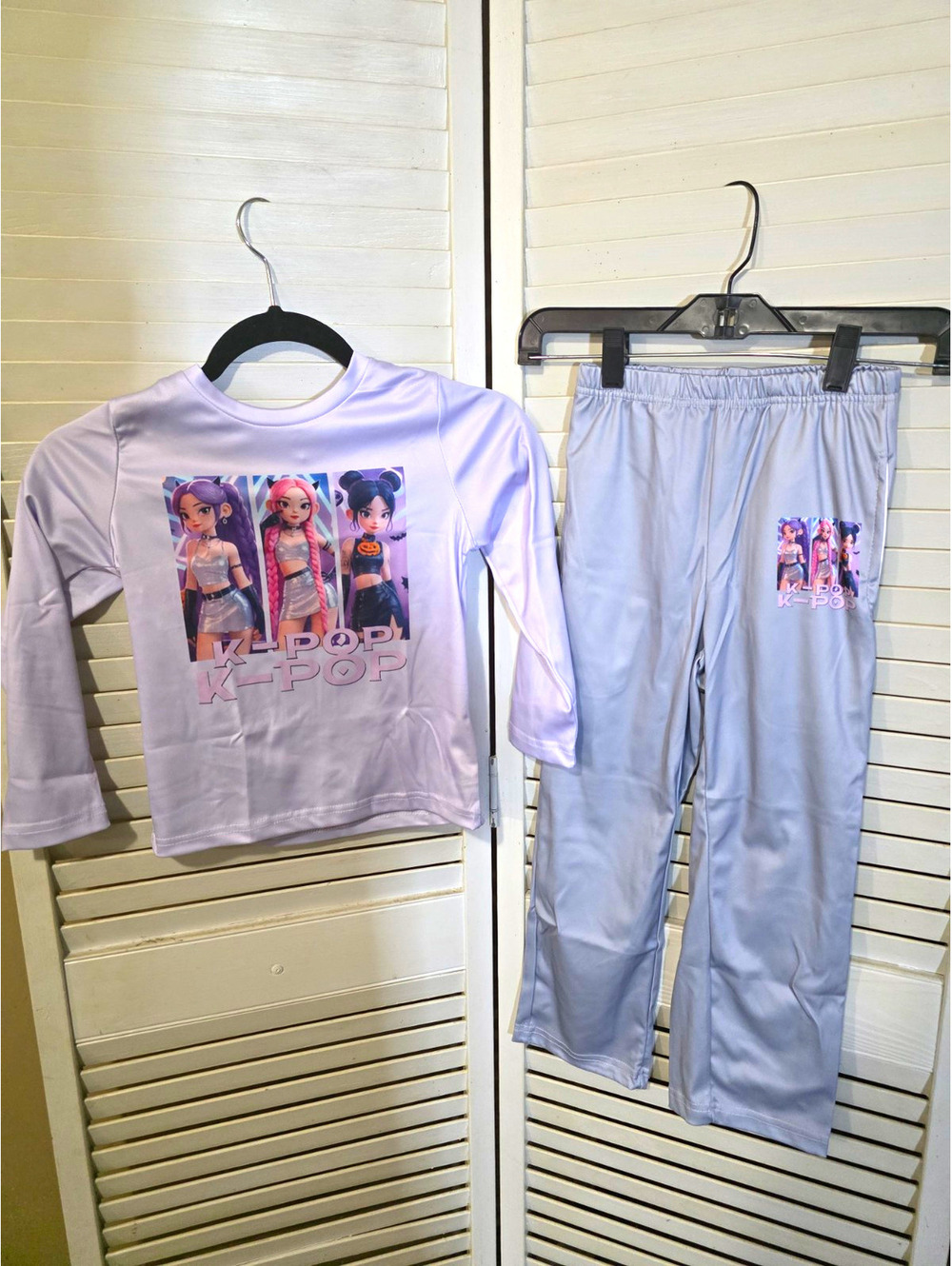 Girls K-Pop Graphic 2pc Long Sleeve Pajama Set Knit Polyester Size 6